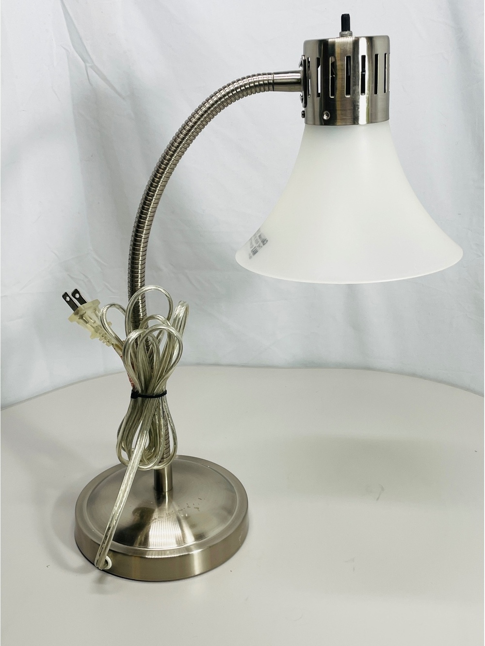 Adjustable Gooseneck Desk Lamp with Frosted Glass Shade and Weighted Metal Base